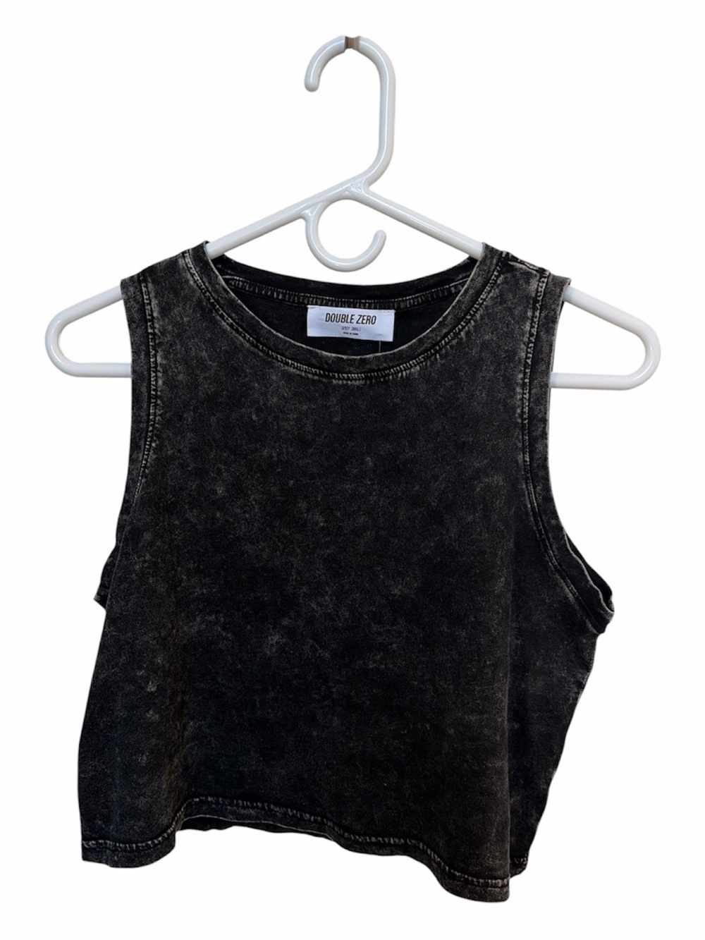 NWT!! Double Zero Black Mineral Wash Cropped Tank Size S